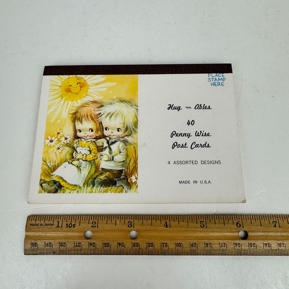 Vtg Penny Wise Hug Ables Post Card Book 40 Cards 4 Designs Children Illustration